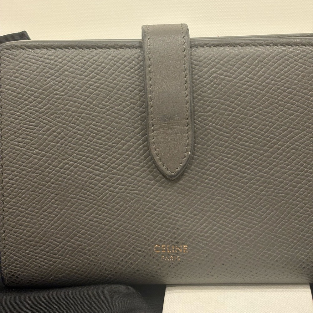 Celine Paris Bi-Fold Wallet – Gray Textured Leather - Picture 3 of 9